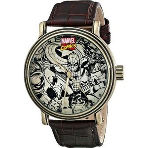 Marvel Men's W001768 Spider-man, Iron Man, Hulk, Capt America Brown Analog Watch